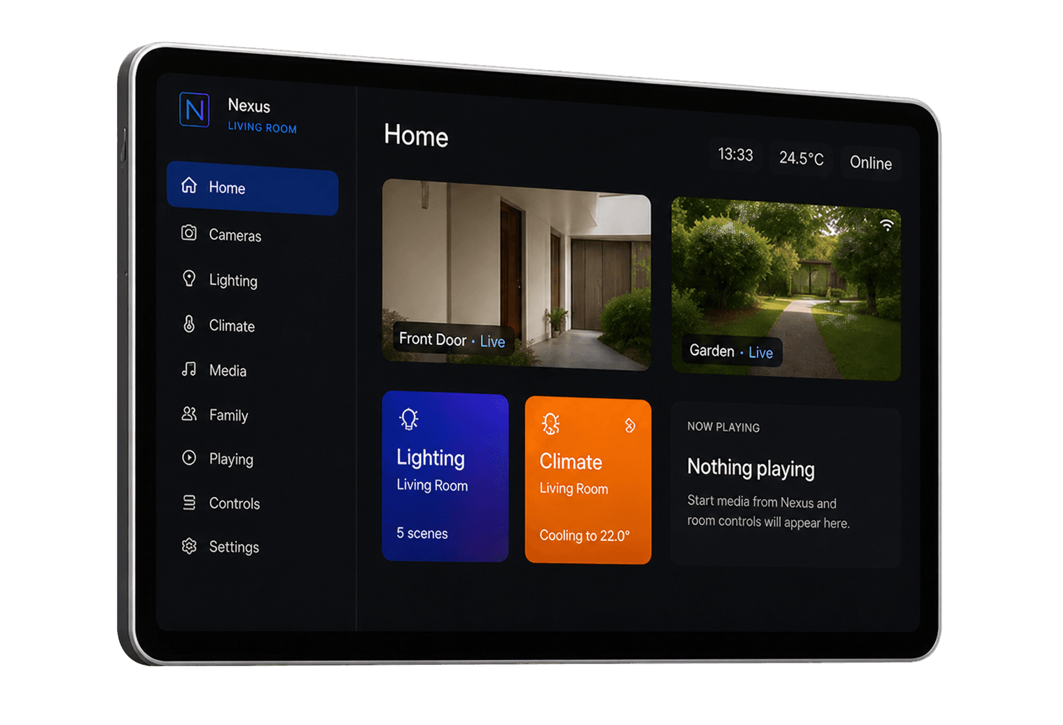 Nexus Touch Slate shown in its wall-mounted configuration