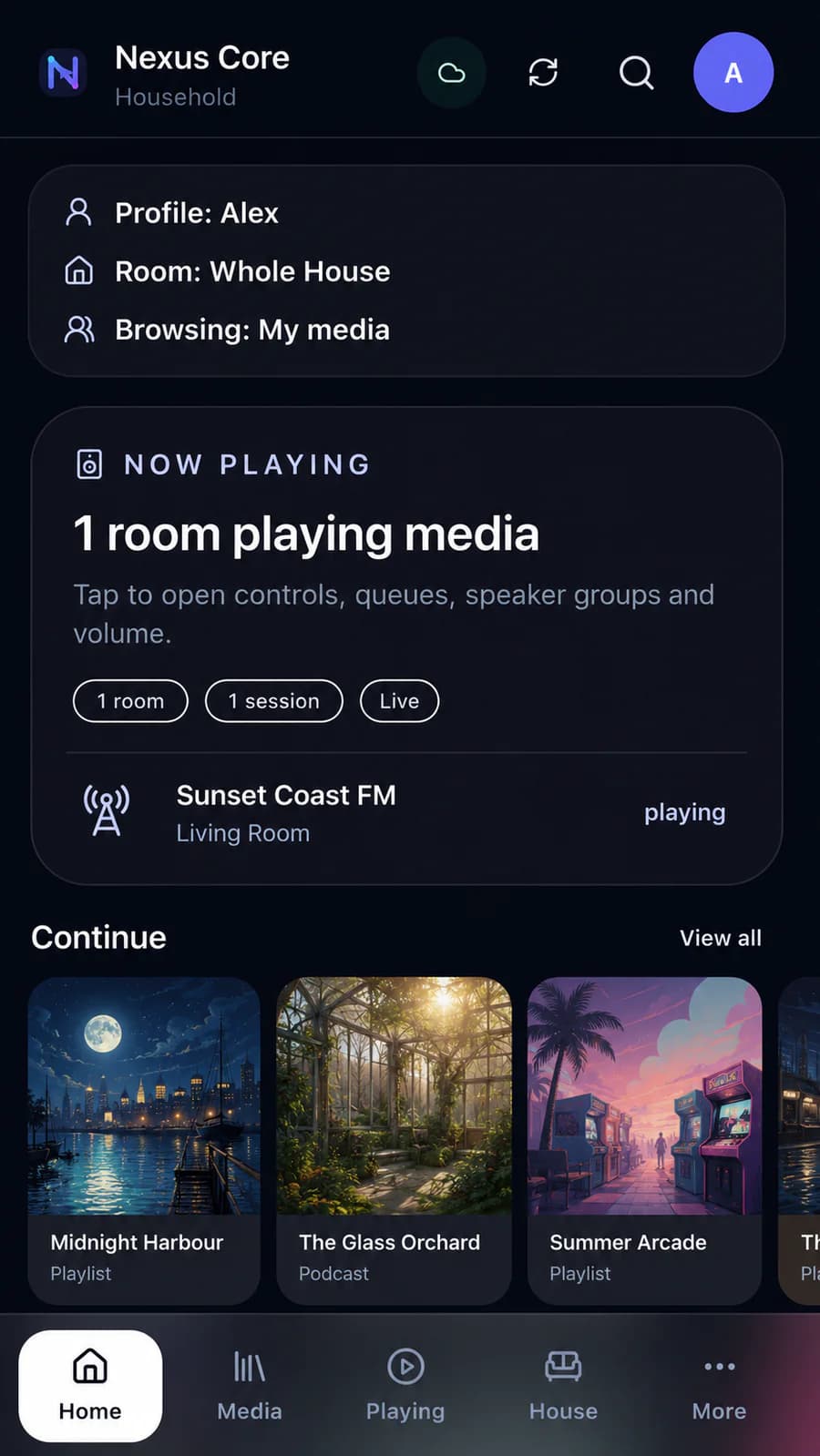 Nexus Mobile home interface