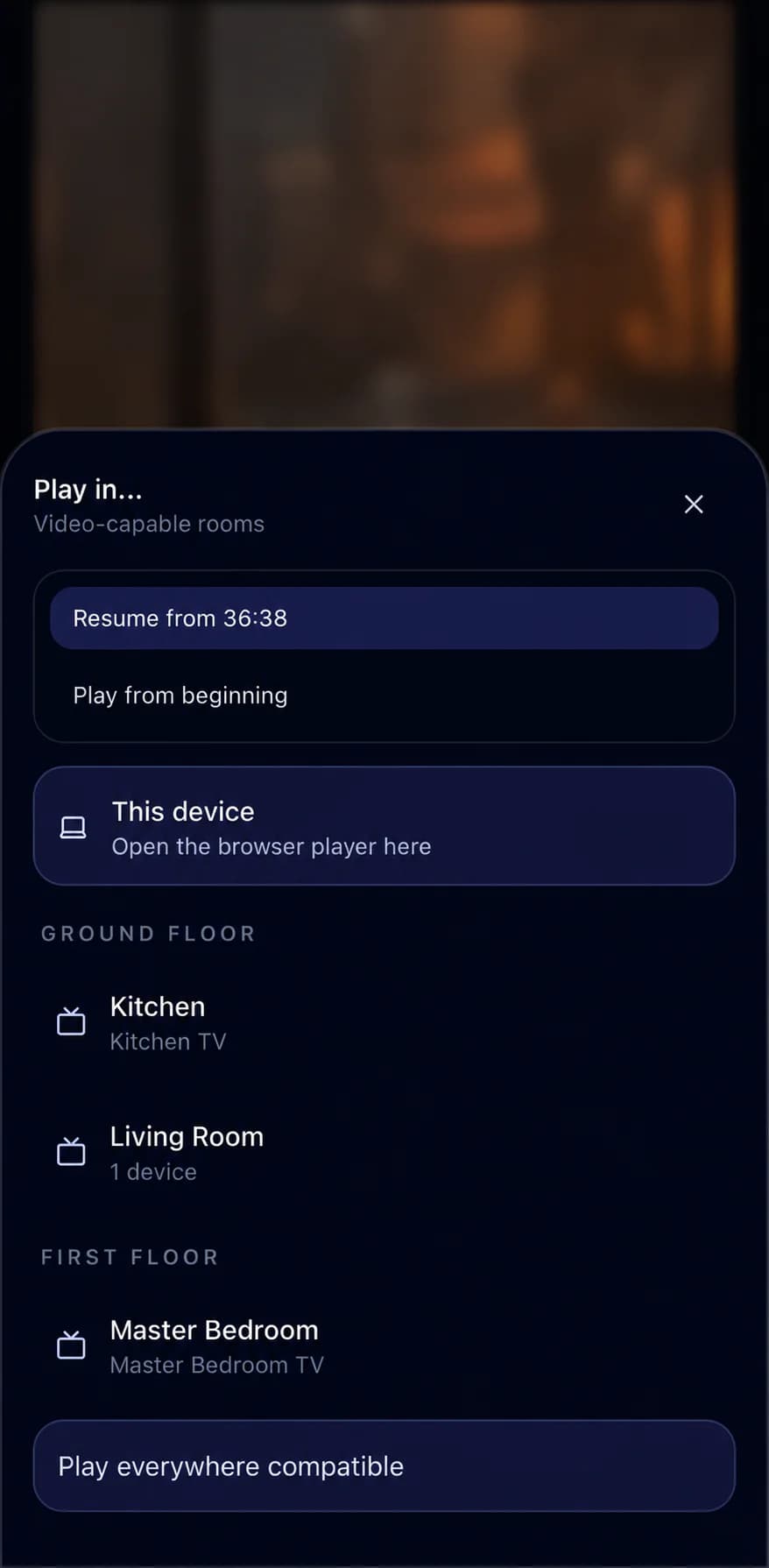 Nexus Choose where to play interface