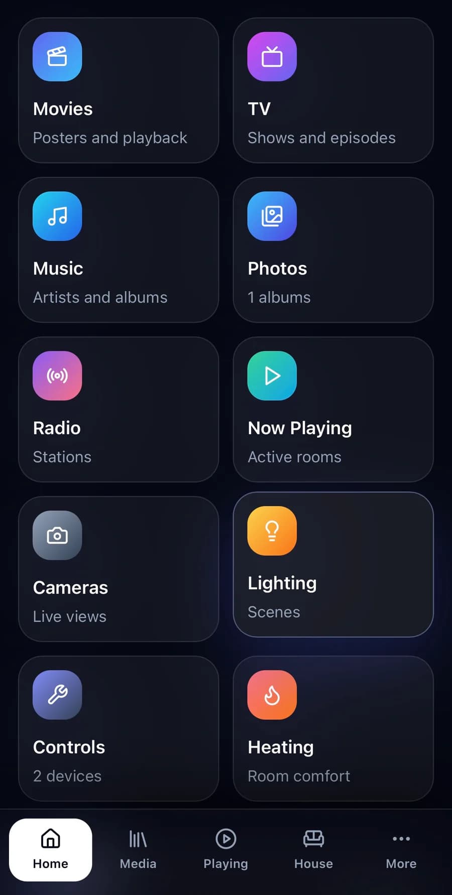 Nexus Home tiles interface