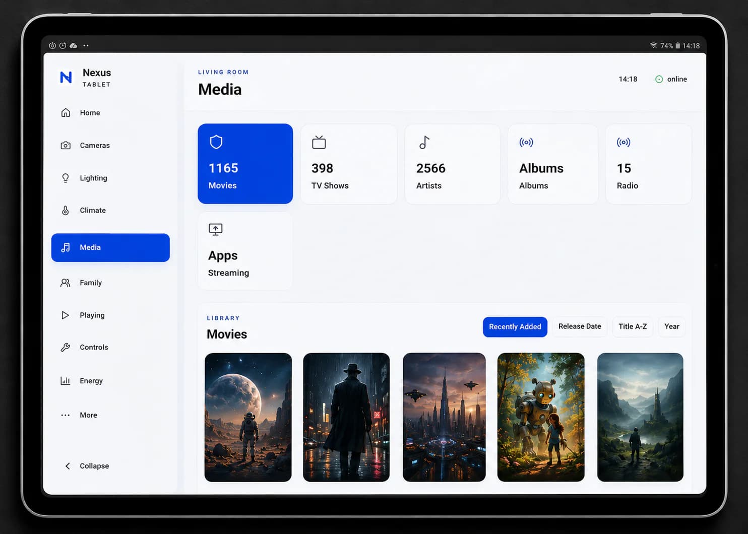 Nexus Tablet media interface